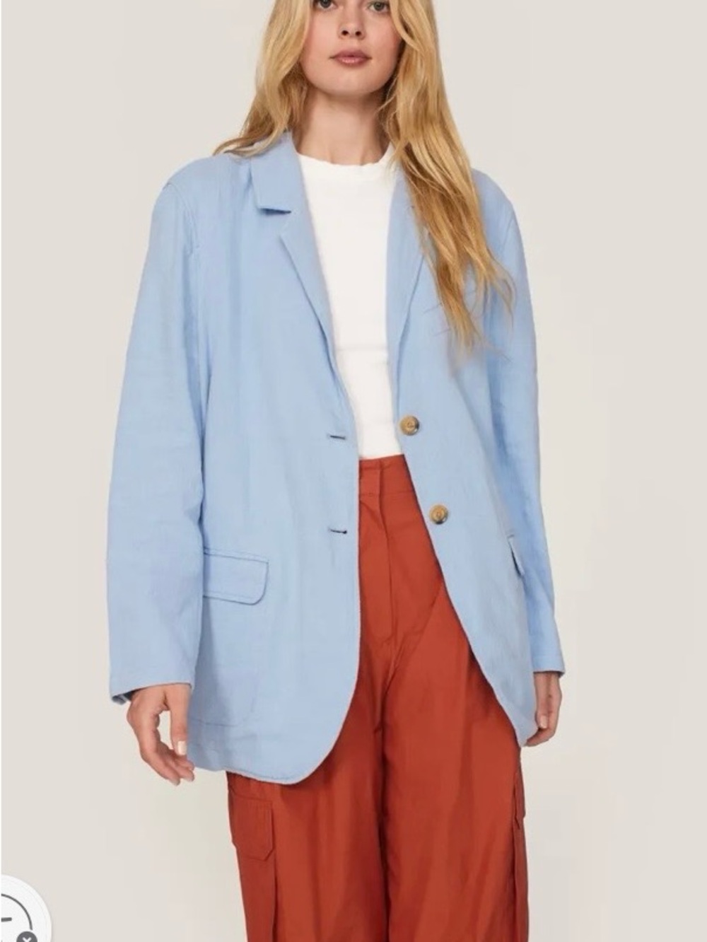 Blank NYC linen Light Blue Relaxed Blazer
